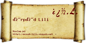 Árpád Lili névjegykártya